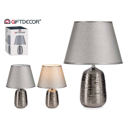 Medium Silver Ceramic Lamp